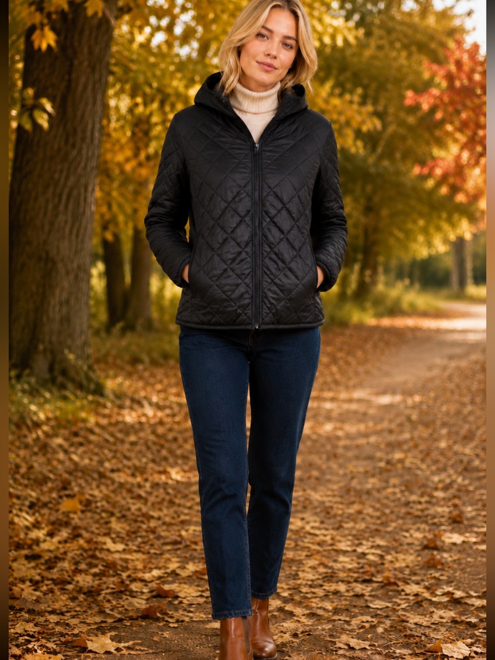 TNA Black Quilted Jacket with Sherpa Lining